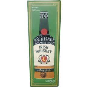 Men's Irish Whiskey 3 Pack Crew Socks Gift Box Shoe Size 7-12 NIB